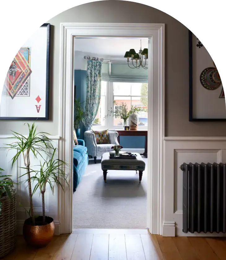 interiors-arched-list-removed Bright living room with stylish decor